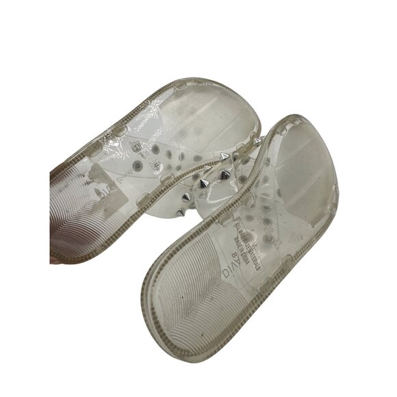 Wide Diva Lounge 8 Clear Jelly Slide Silver Studs Rhinestone Trim Footwear - Picture 8 of 9